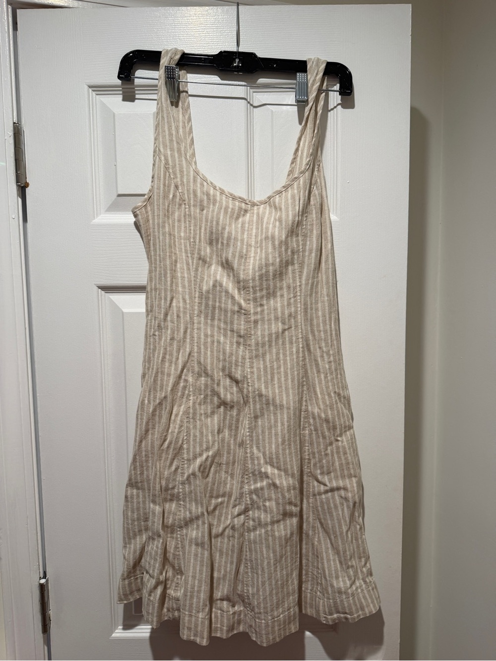 Universal Thread Beige and White Striped Sleeveless Dress
